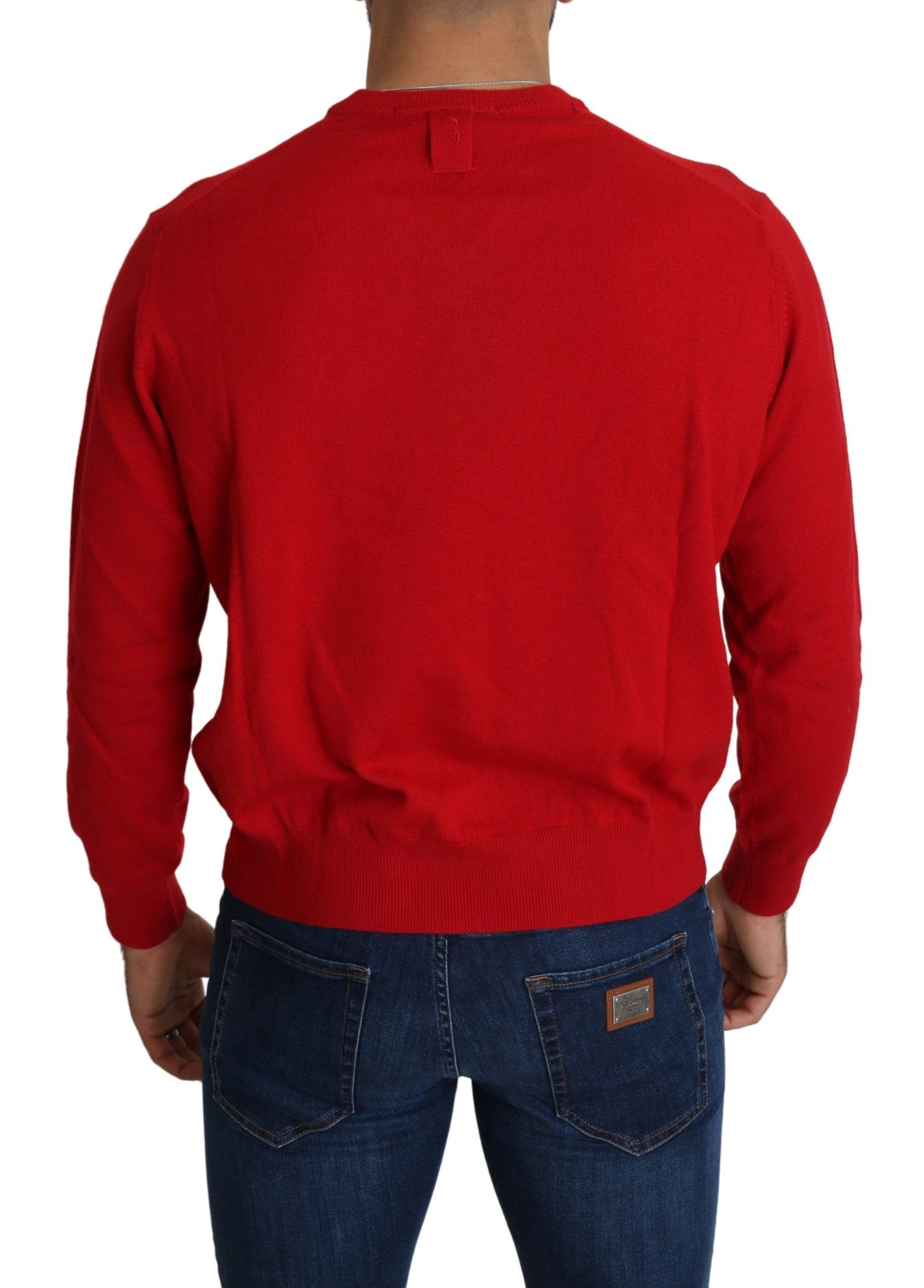 Sudadera de lana con cuello en V roja