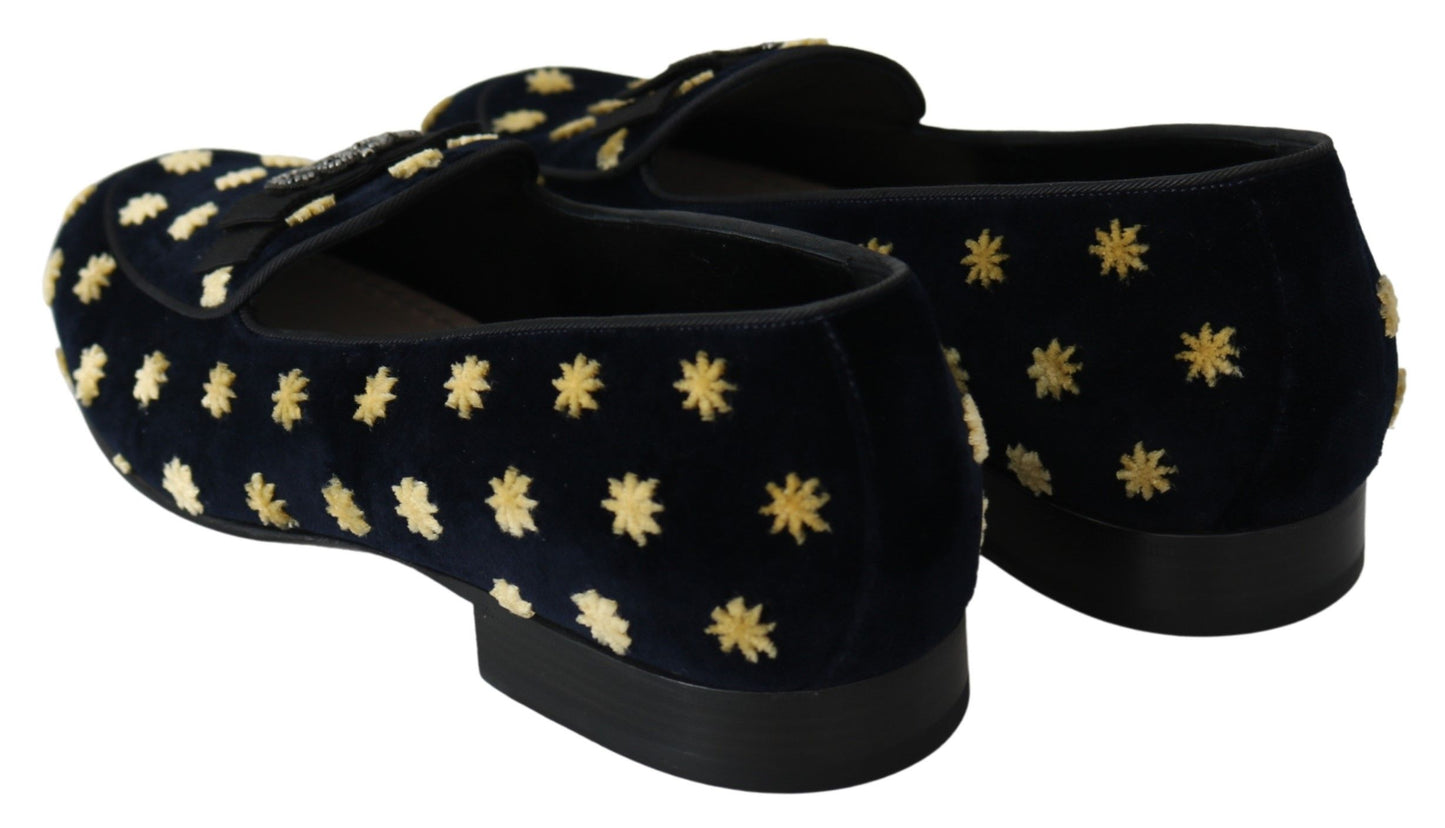 Dolce & Gabbana Elegante Samtkrone Stickerei Slipper