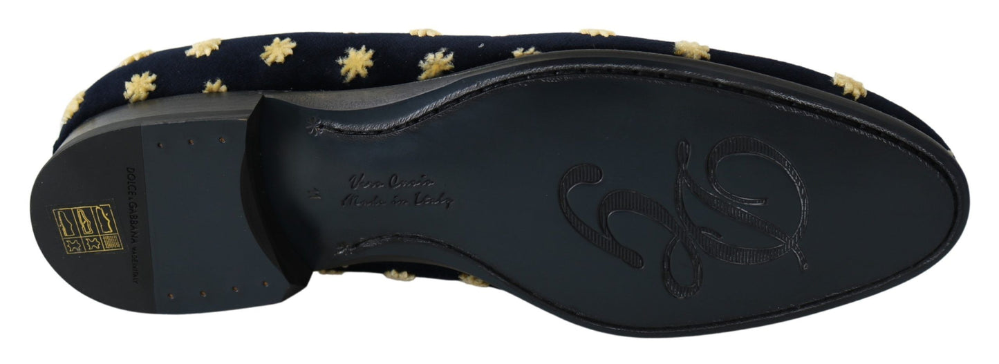 Dolce & Gabbana Elegante Samtkrone Stickerei Slipper
