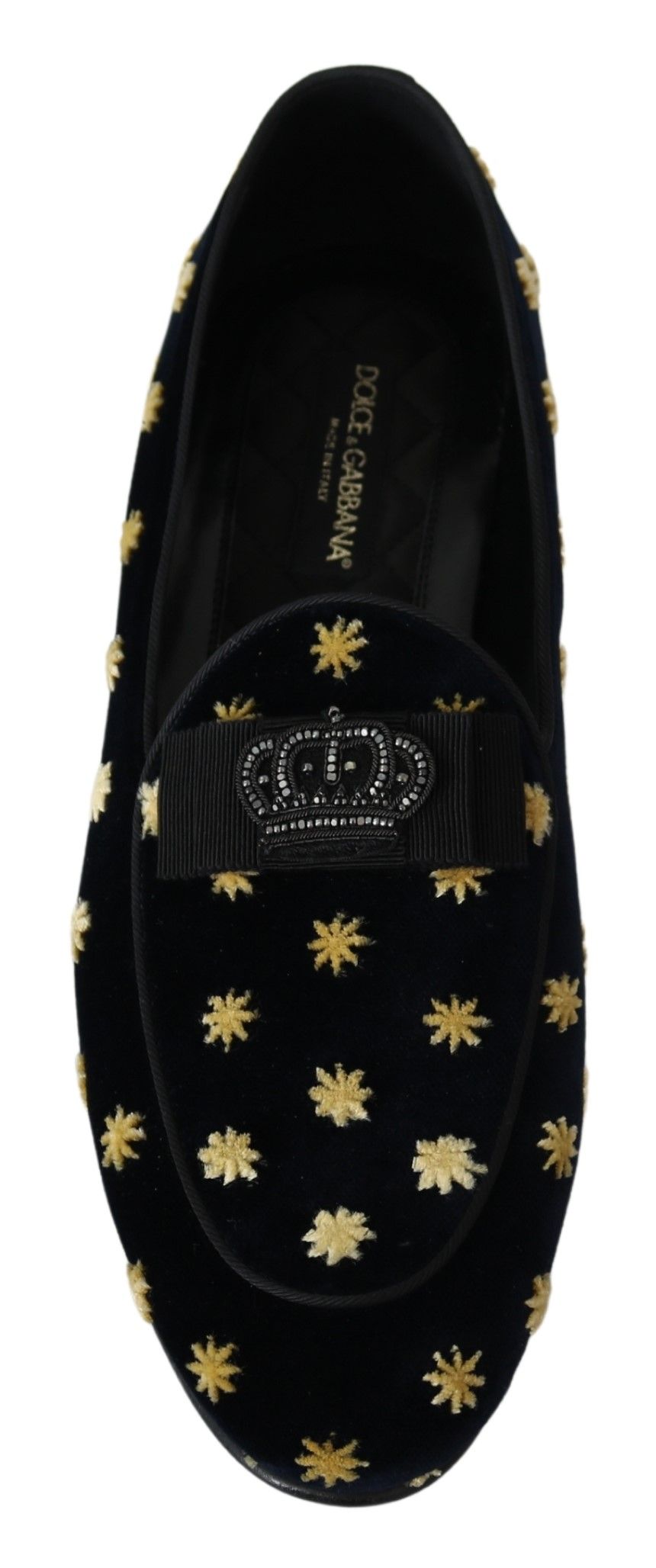 Dolce & Gabbana Elegante Samtkrone Stickerei Slipper