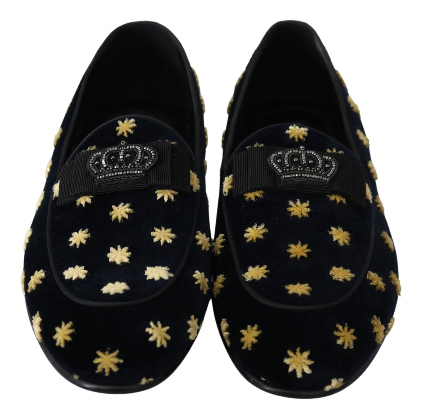 Dolce & Gabbana Elegante Samtkrone Stickerei Slipper