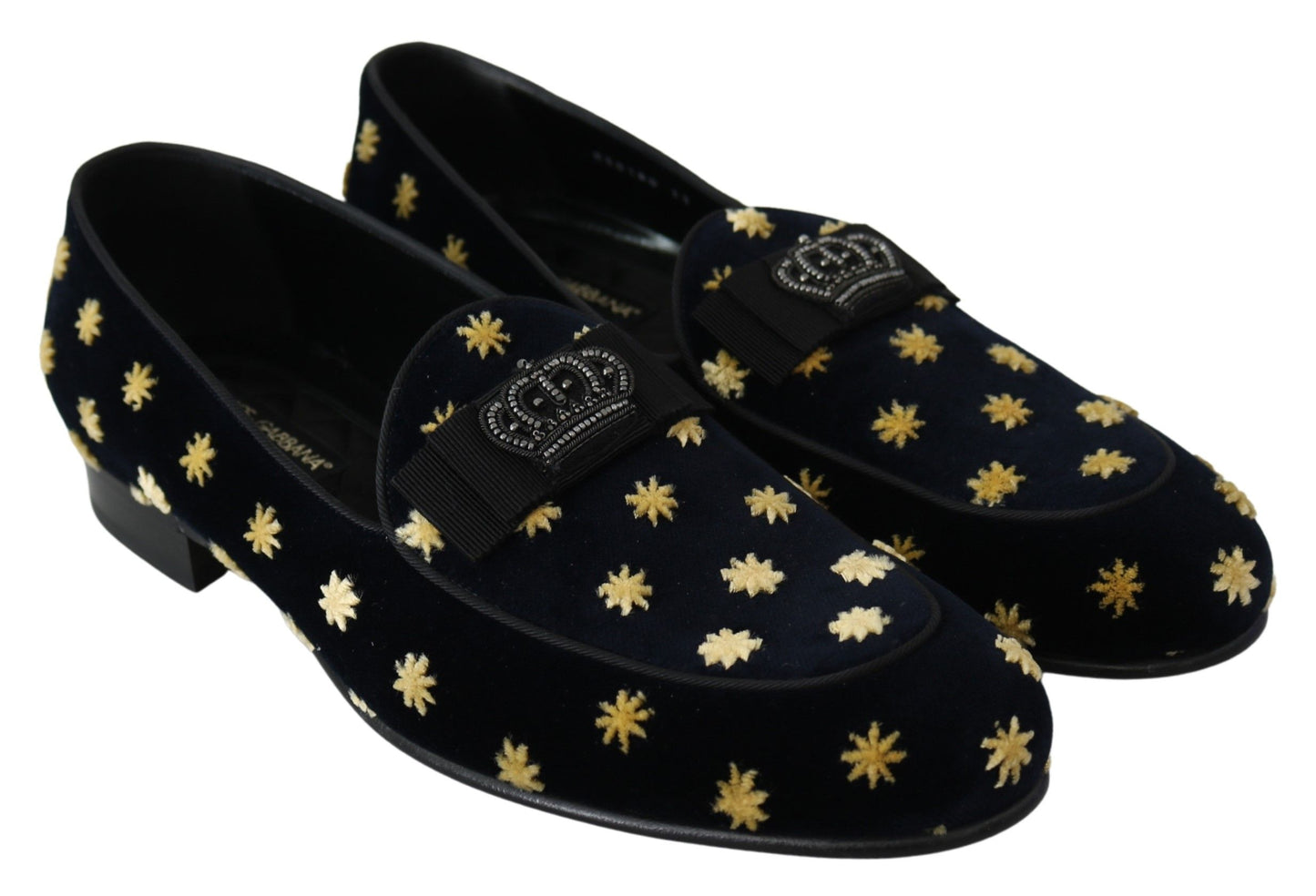 Dolce & Gabbana Elegante Samtkrone Stickerei Slipper