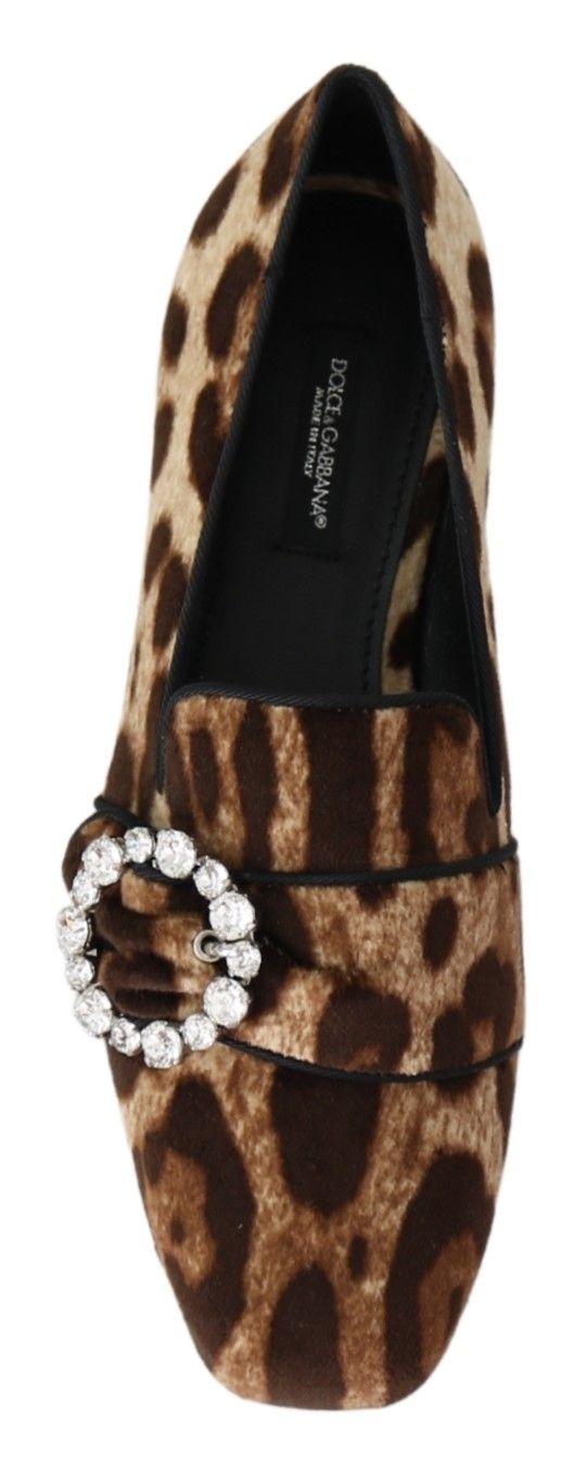 Dolce & Gabbana Leopardenmuster Kristallverzierte Slipper