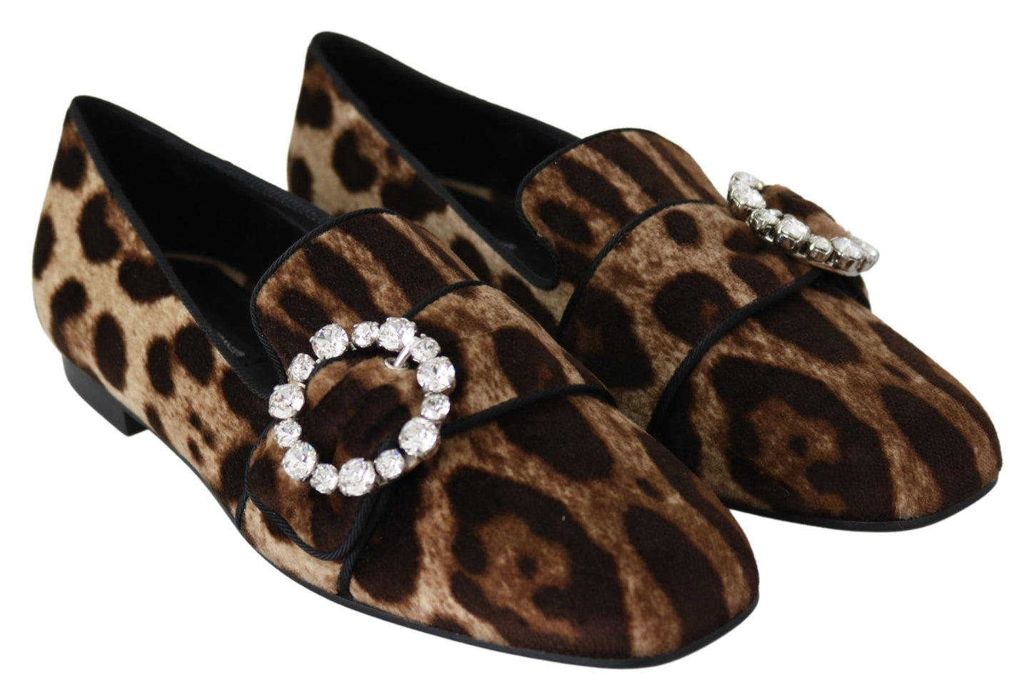 Dolce & Gabbana Leopardenmuster Kristallverzierte Slipper