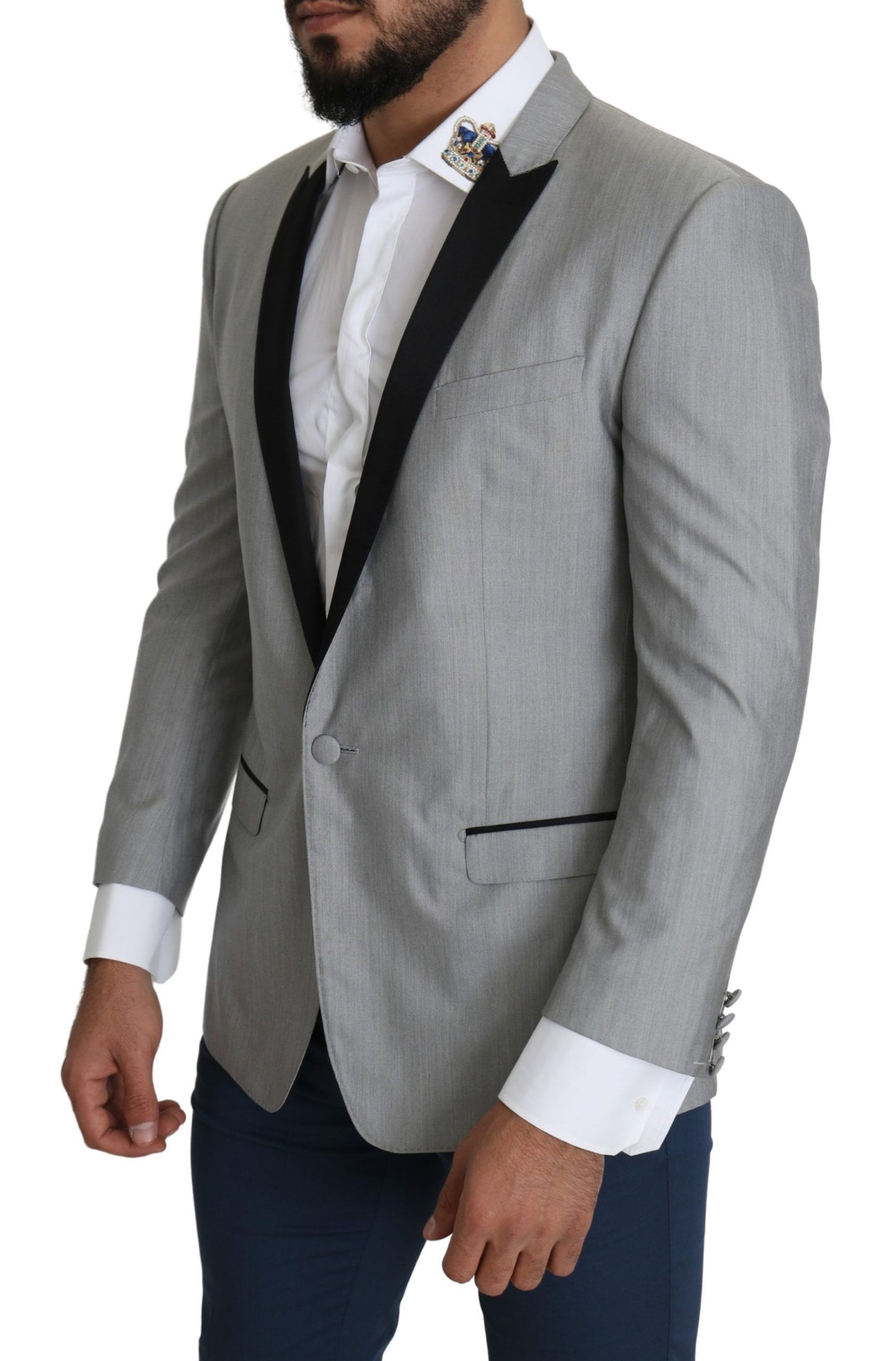 Blazer élégant en mélange de soie gris clair Dolce & Gabbana