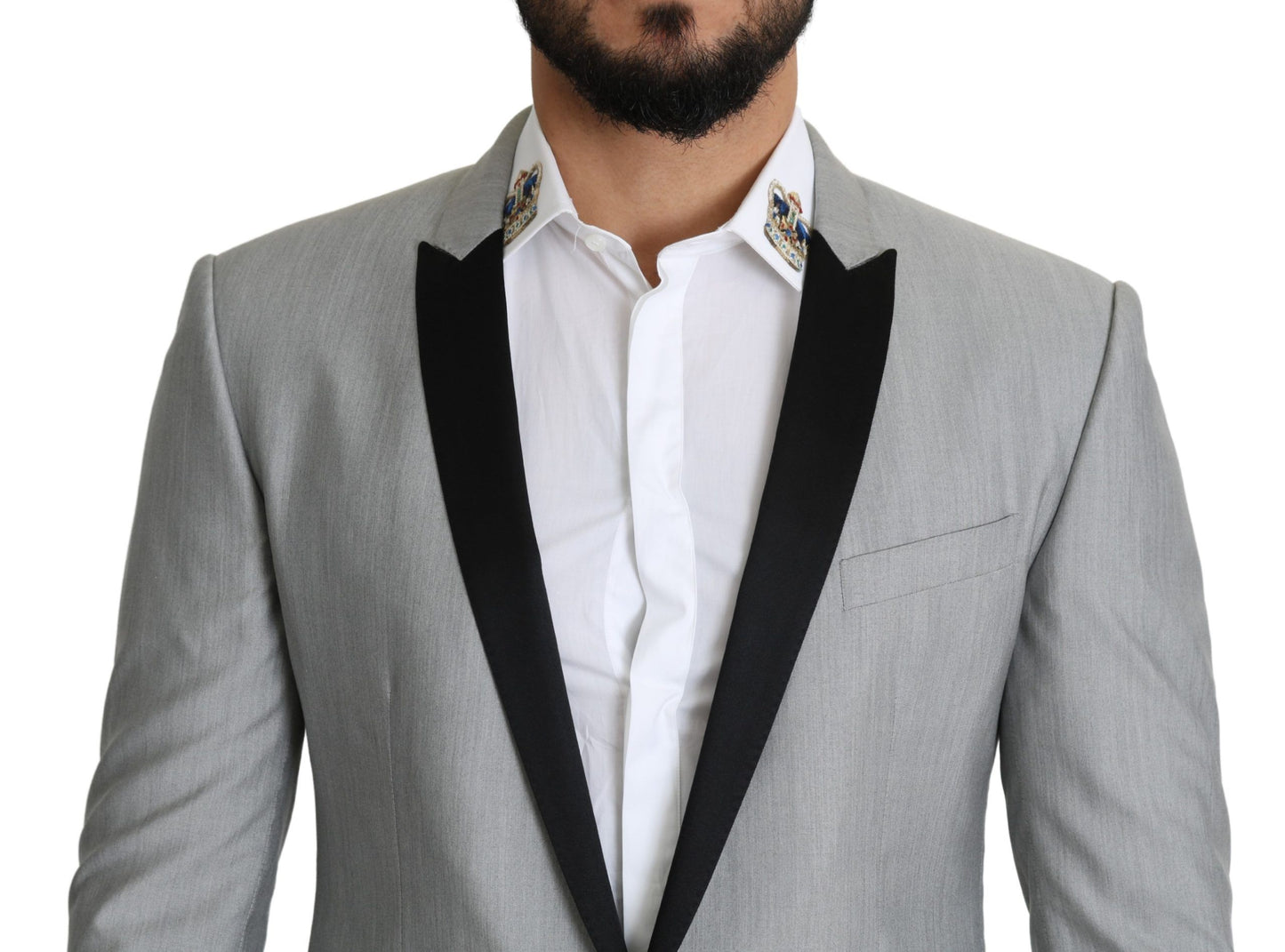 Blazer élégant en mélange de soie gris clair Dolce & Gabbana