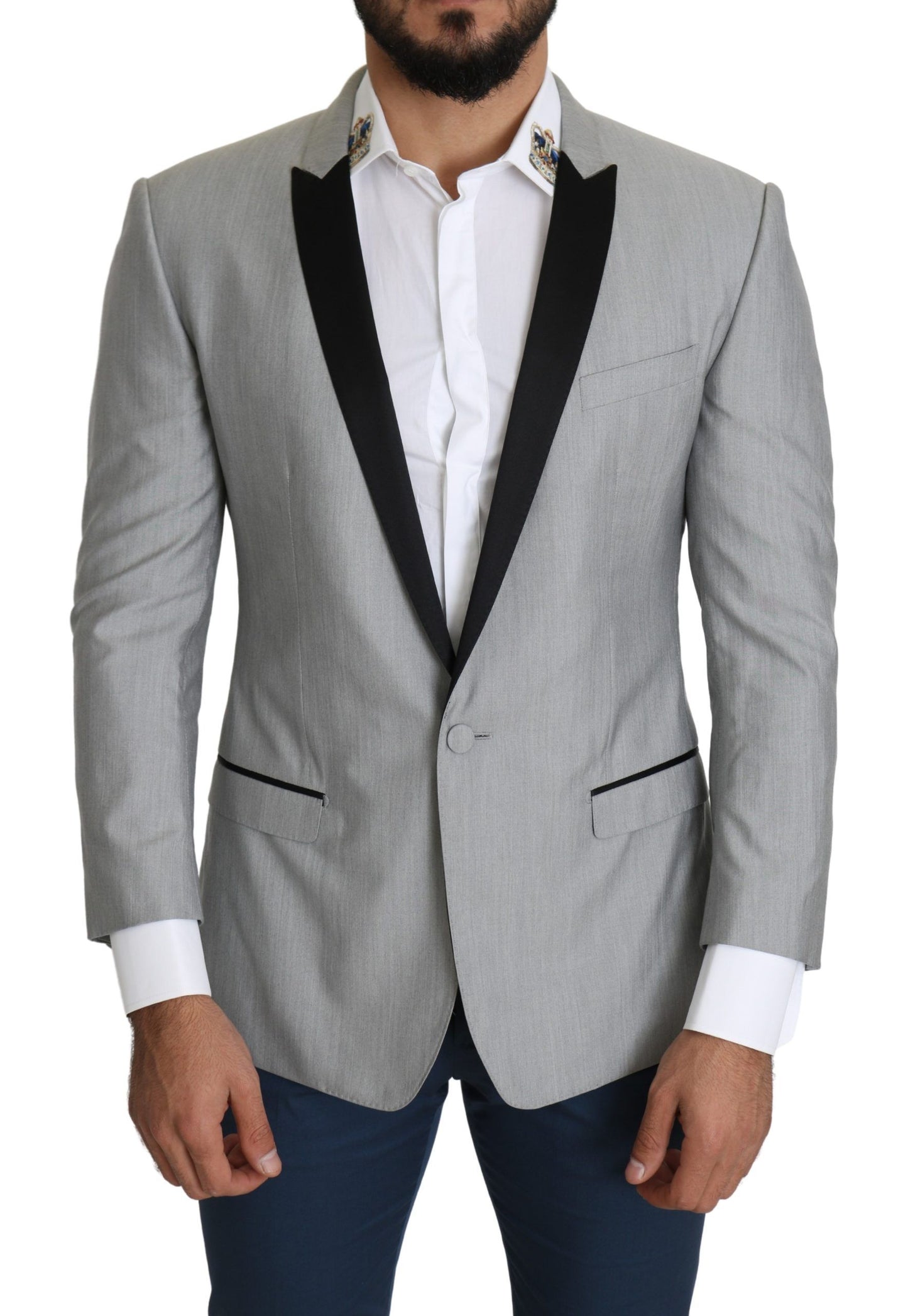 Blazer élégant en mélange de soie gris clair Dolce & Gabbana