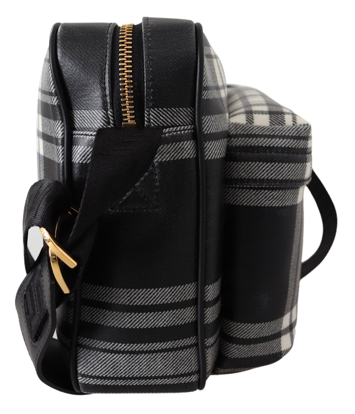 Bolso bandolera de tela y piel gris