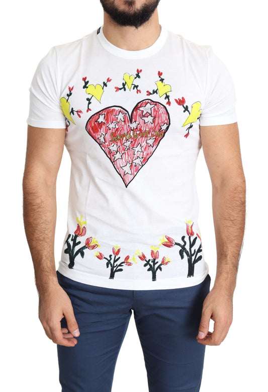 Camiseta blanca de hombre de algodón con estampado de San Valentín