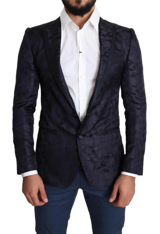 Dolce & Gabbana Eleganter Seidenmischung Martini Blazer in Blau