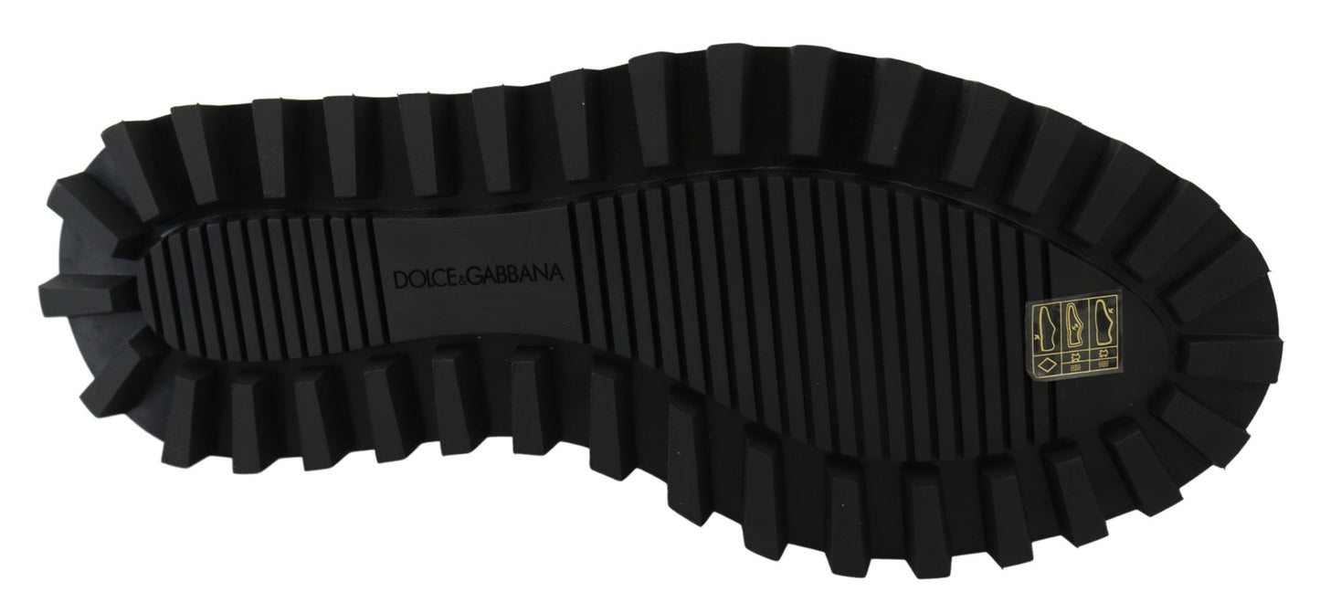 Dolce & Gabbana Elegante Schwarze Kalbsleder Derby Schuhe
