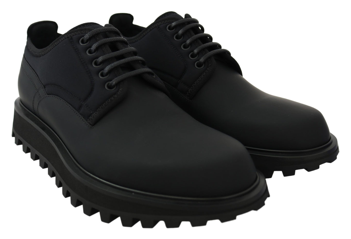 Dolce & Gabbana Elegante Schwarze Kalbsleder Derby Schuhe