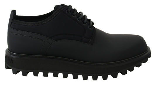 Dolce & Gabbana Elegante Schwarze Kalbsleder Derby Schuhe