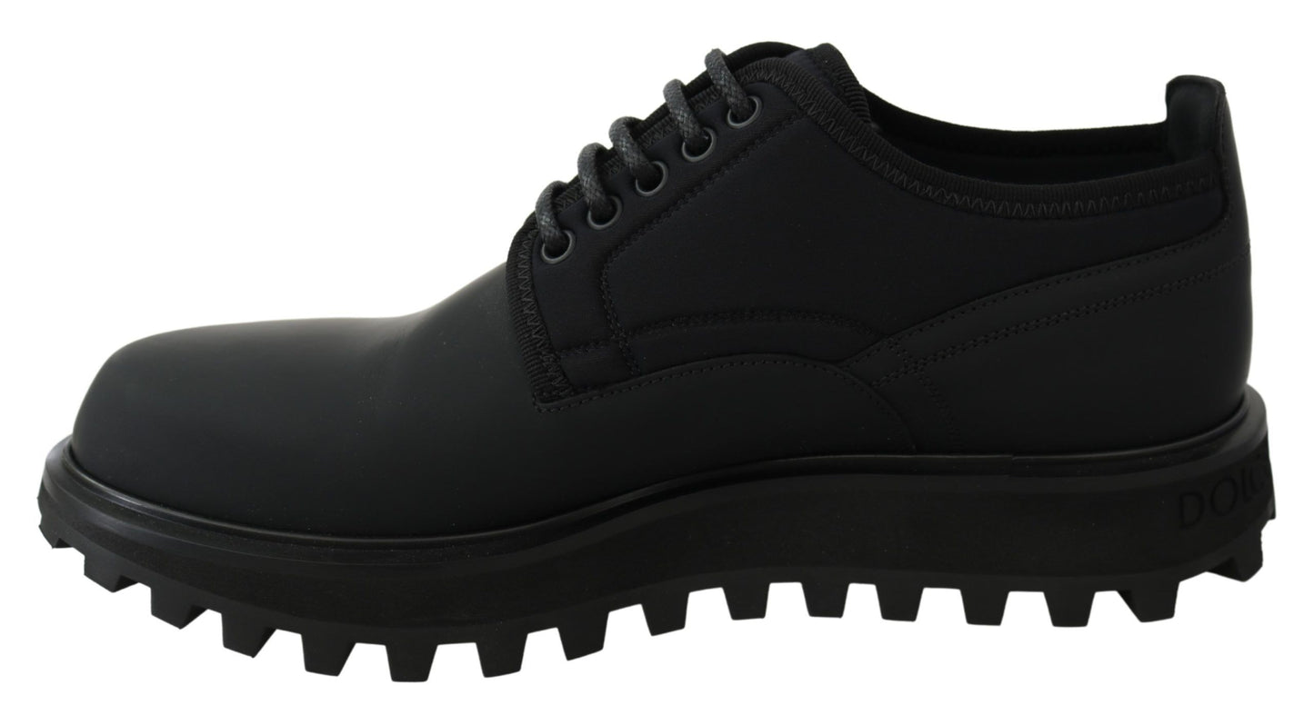 Dolce & Gabbana Elegante Schwarze Kalbsleder Derby Schuhe