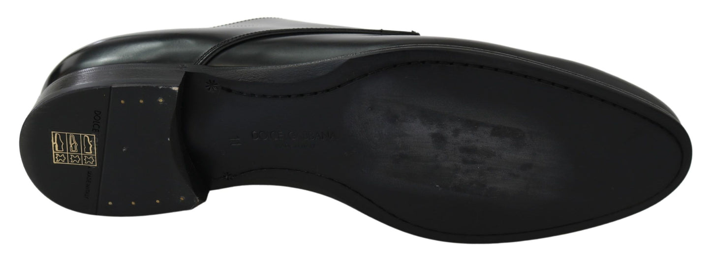 Dolce & Gabbana Elegante Schwarze Leder Derby Schuhe
