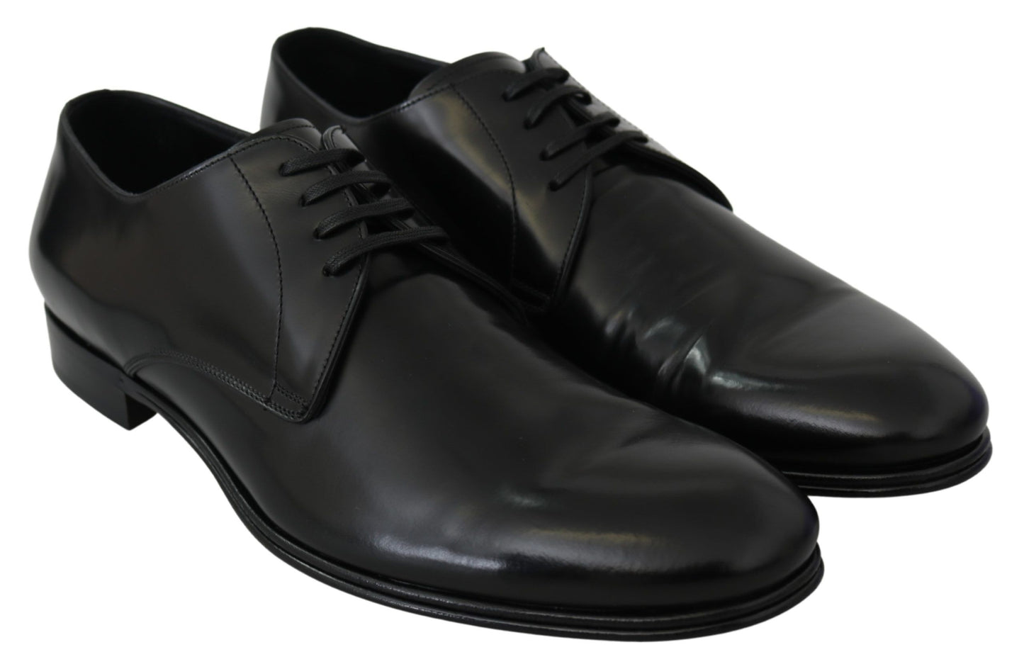 Dolce & Gabbana Elegante Schwarze Leder Derby Schuhe