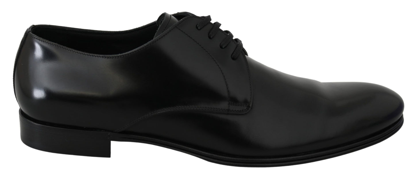 Dolce & Gabbana Elegante Schwarze Leder Derby Schuhe