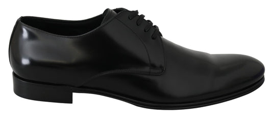 Dolce & Gabbana Elegante Schwarze Leder Derby Schuhe