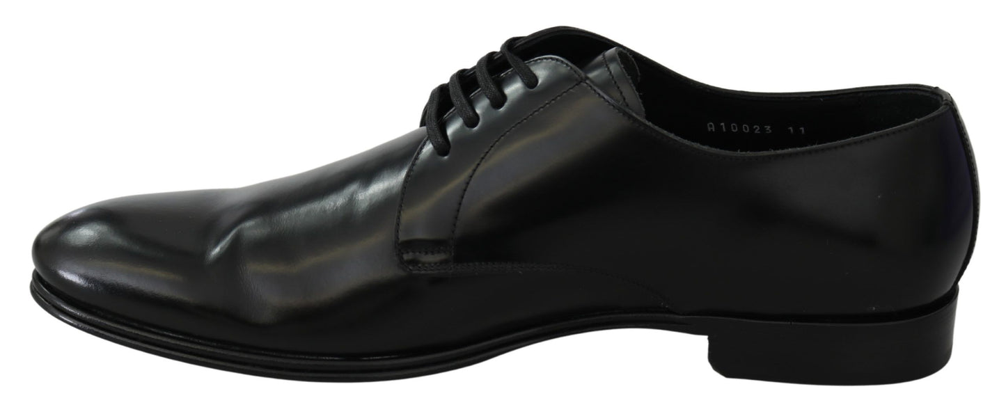Dolce & Gabbana Elegante Schwarze Leder Derby Schuhe