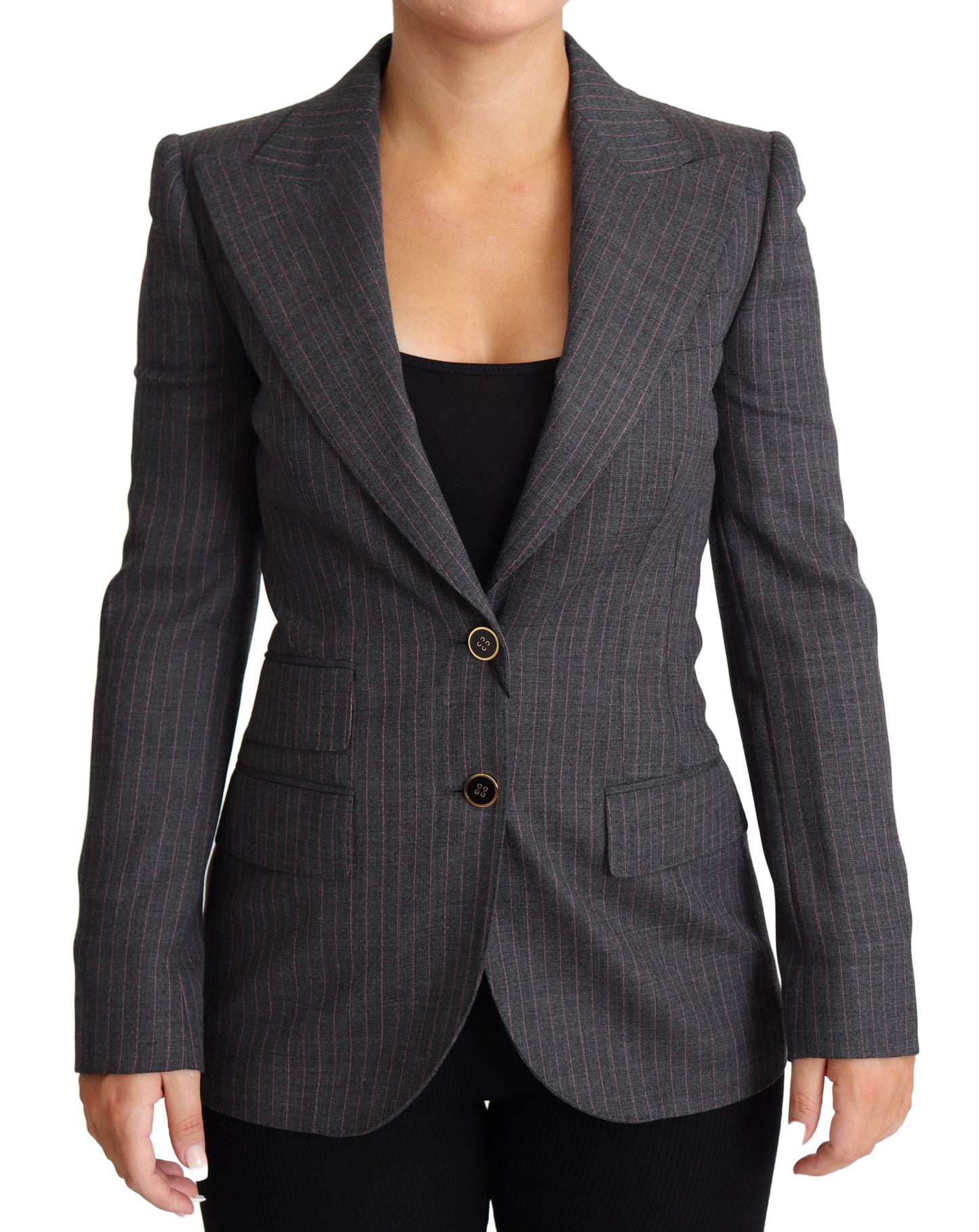 Chaqueta de lana tipo blazer entallada con un solo botonadura gris