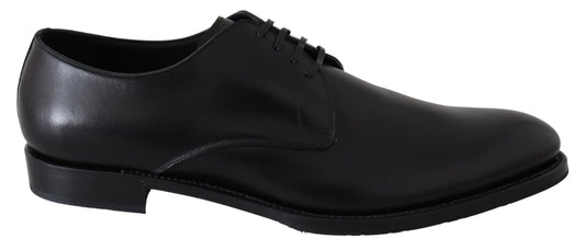 Dolce & Gabbana Elegante Schwarze Leder Derby Schnürschuhe