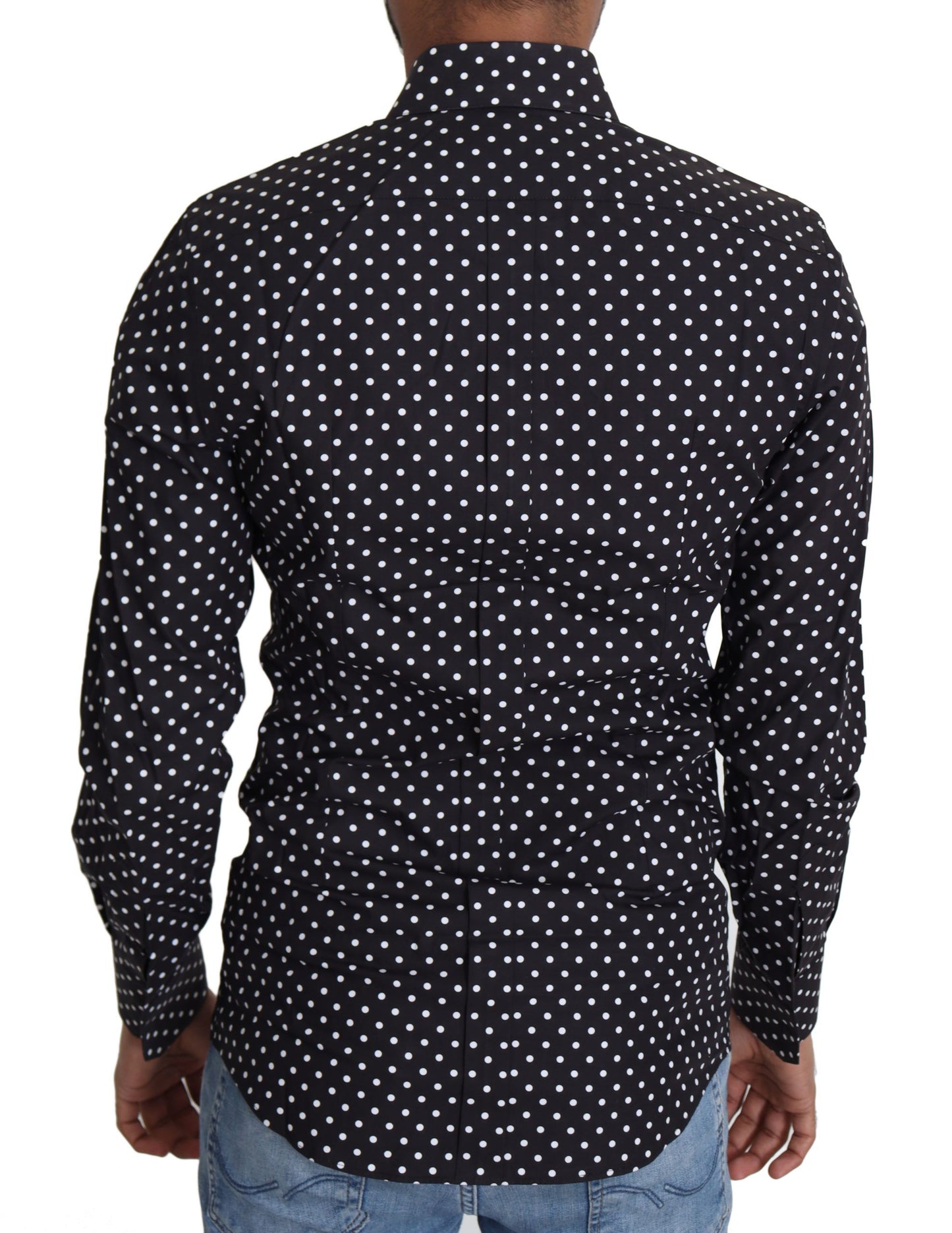 Dolce & Gabbana Elegantes Polka-Dot-Hemd für Herren mit langen Ärmeln