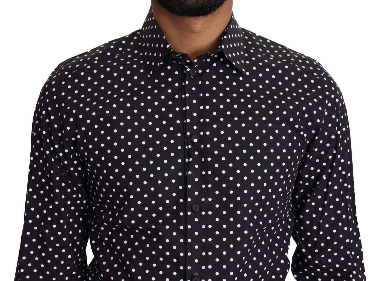 Dolce & Gabbana Elegantes Polka-Dot-Hemd für Herren mit langen Ärmeln