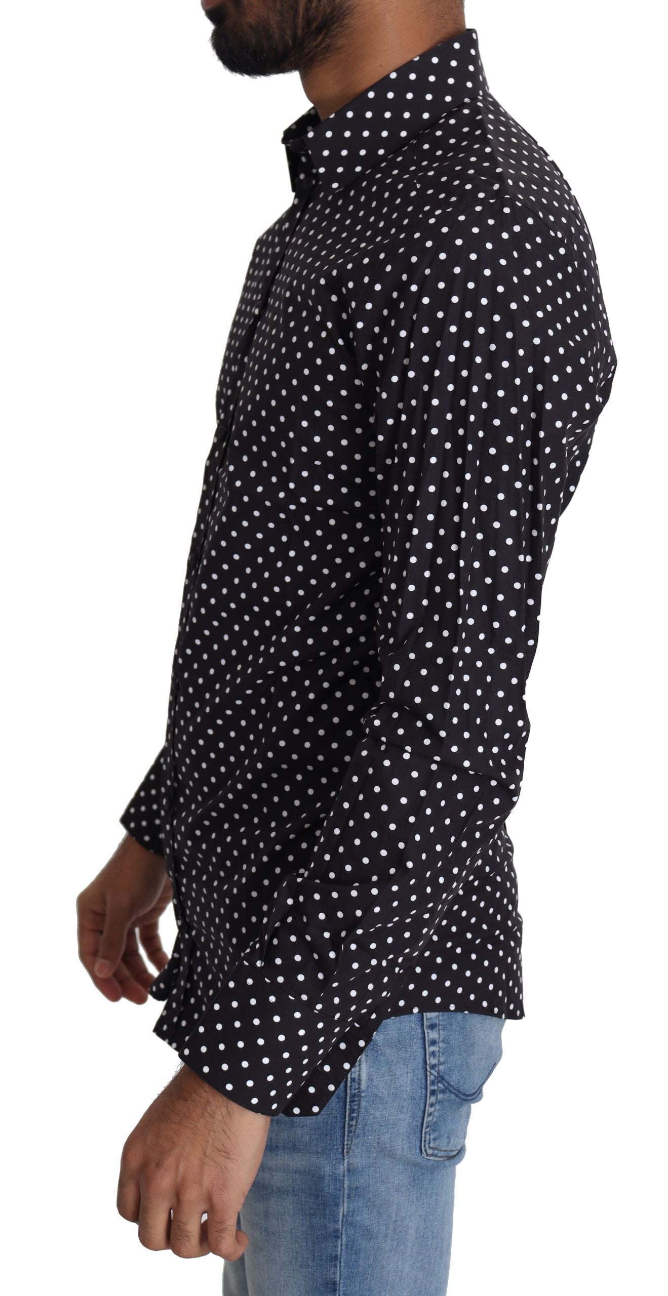 Dolce & Gabbana Elegantes Polka-Dot-Hemd für Herren mit langen Ärmeln