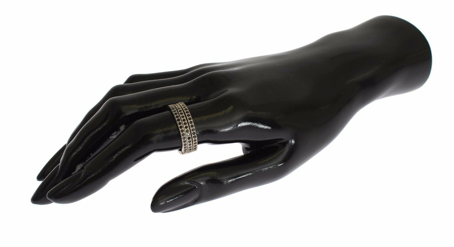 Anello da donna in argento sterling 925 nero CZ