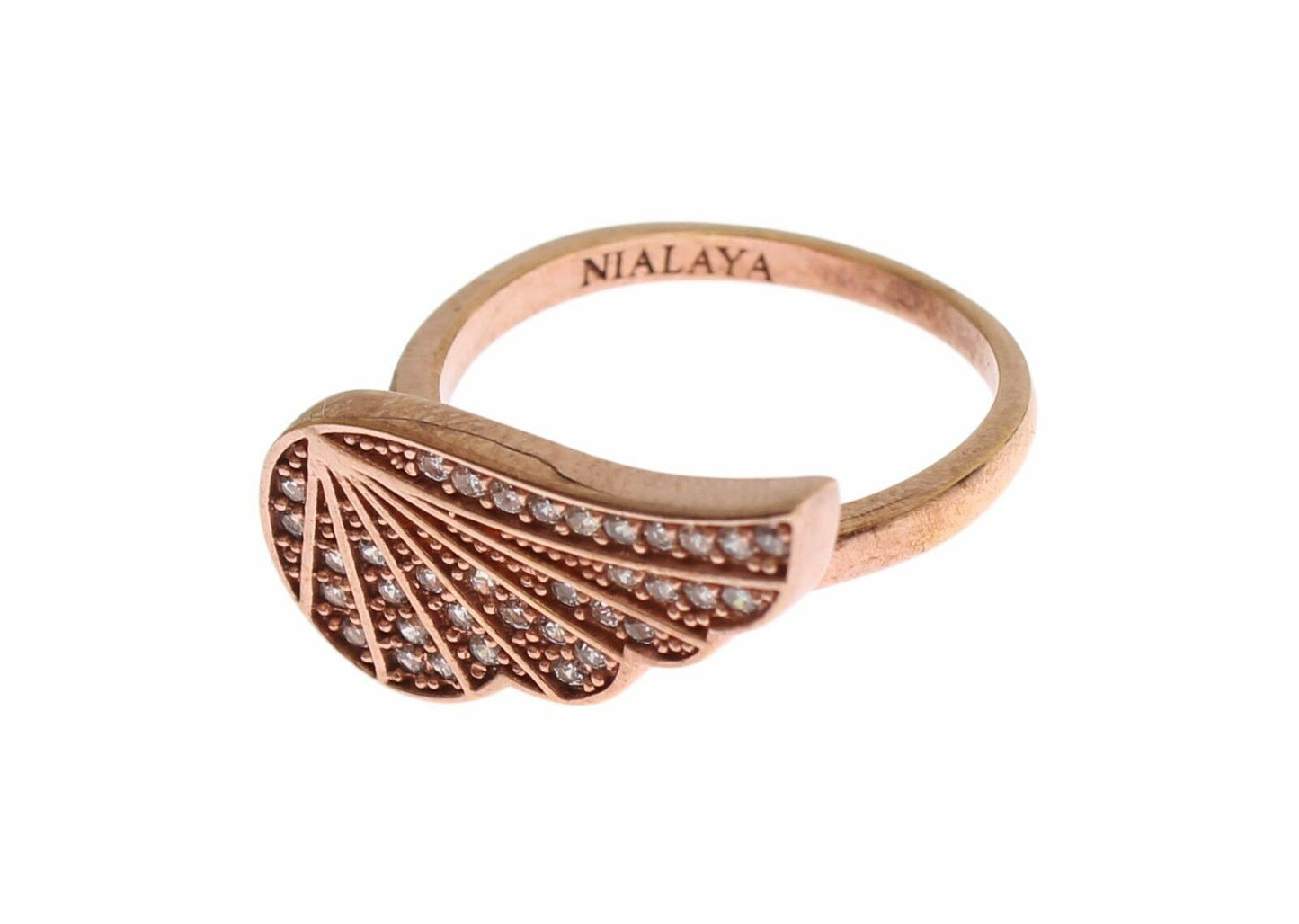 Nialaya Eleganter Pink Gold CZ Kristallring