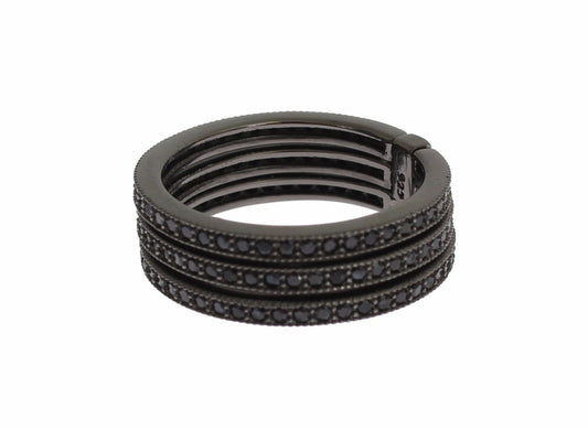 Bague en cristal argent rhodium noir élégant Nialaya