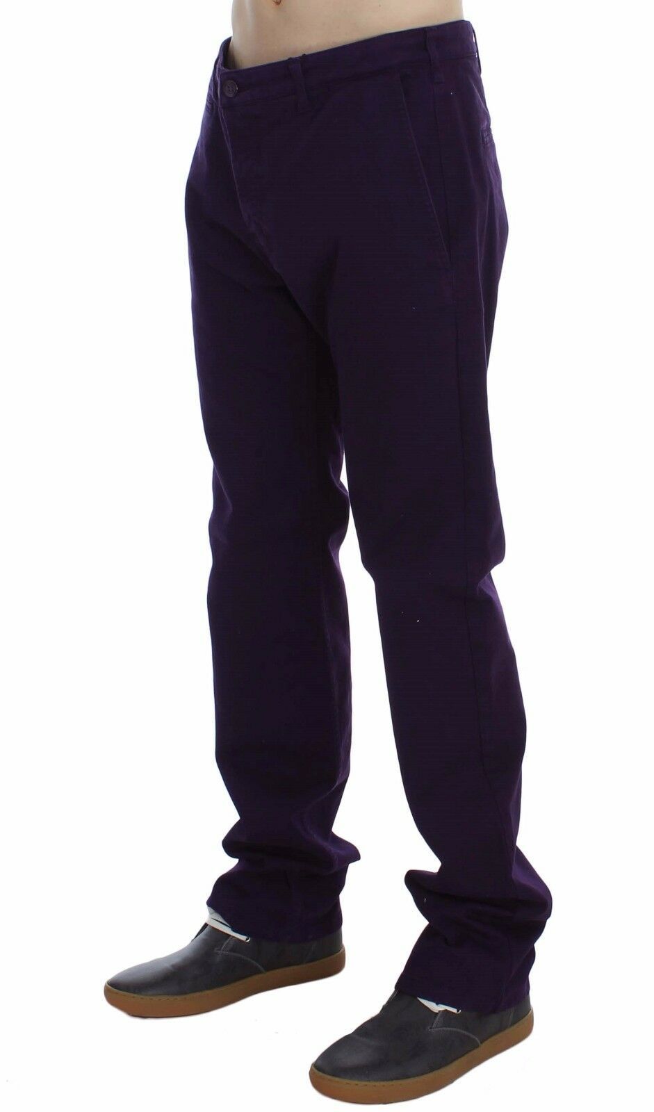 Pantaloni viola fit viola elasticizzati in cotone viola