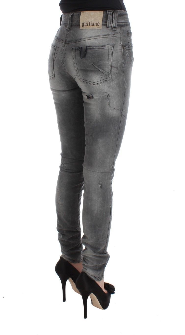John Galliano Chic Graue Slim Fit Designer Jeans