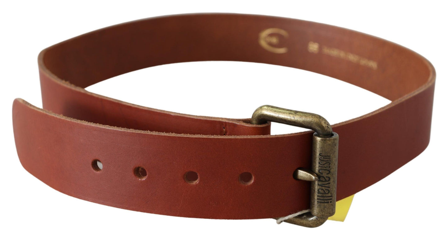 Ceinture taille en cuir marron logo Just Cavalli Chic