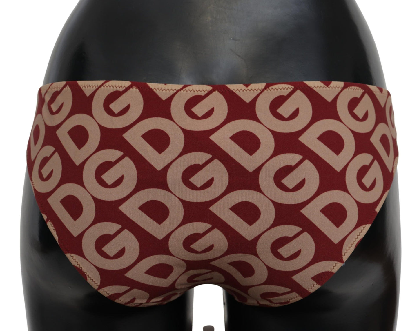 Bas de bikini imprimé logo beige maroon chic Dolce & Gabbana