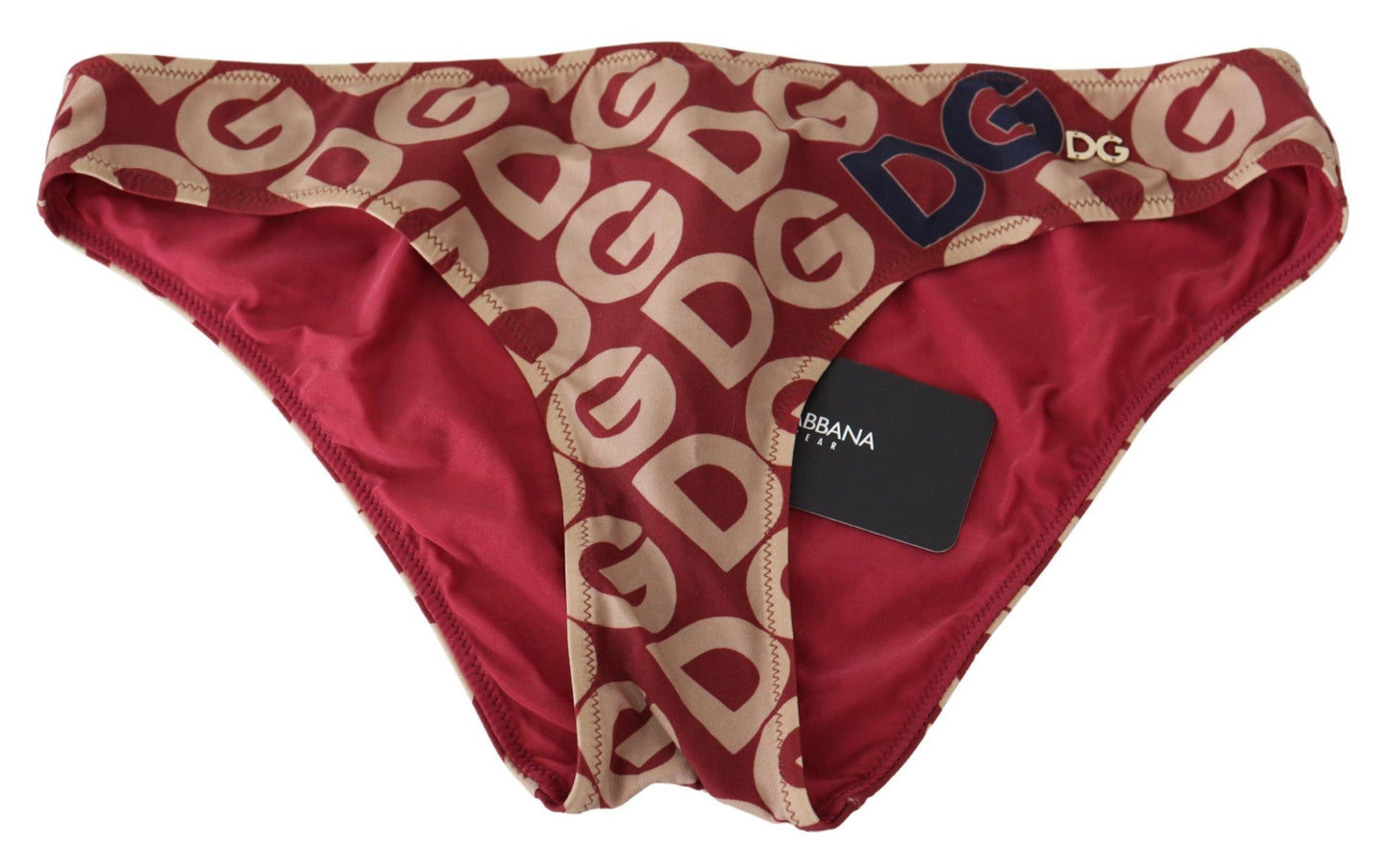 Bas de bikini imprimé logo beige maroon chic Dolce & Gabbana