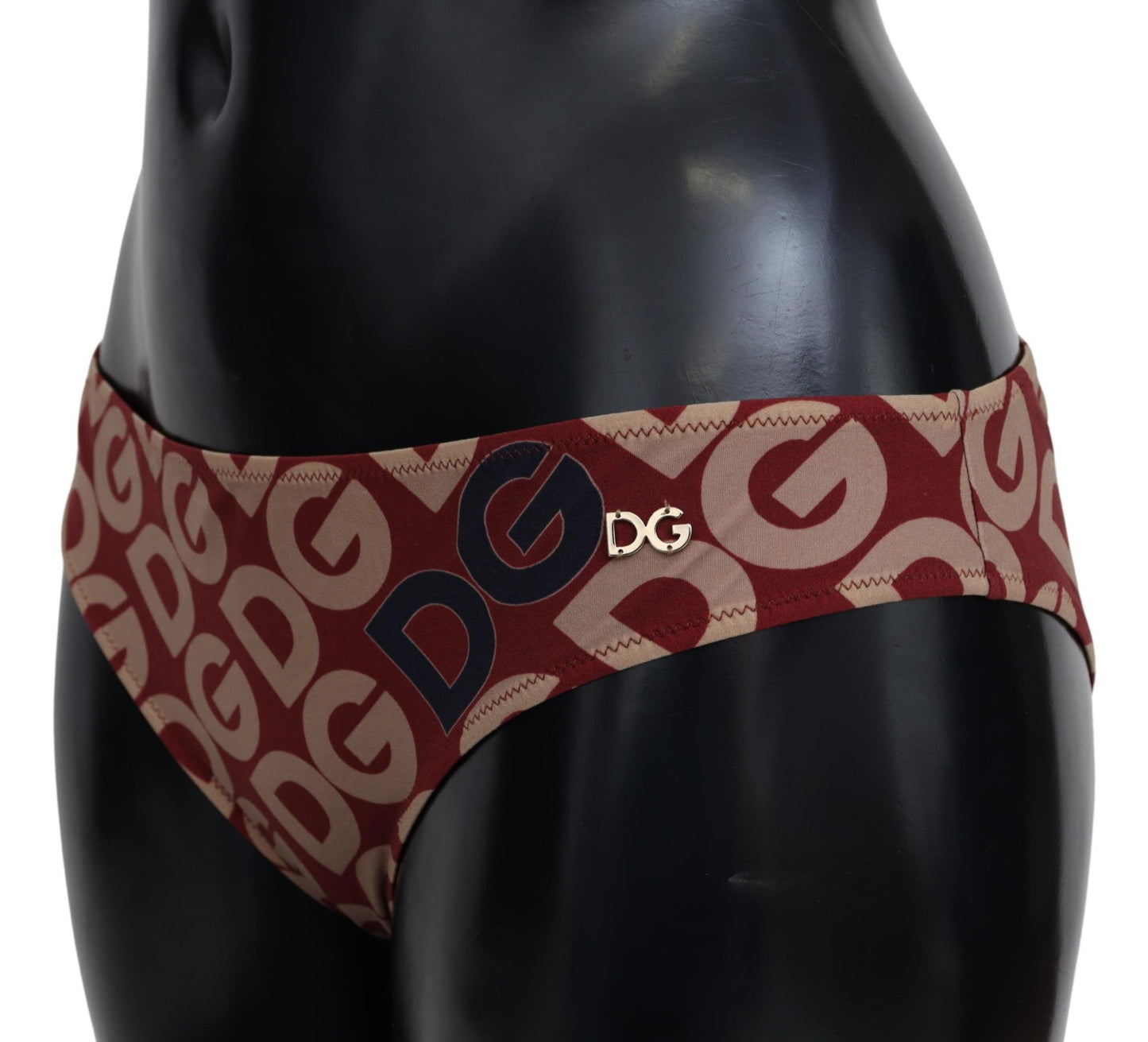 Bas de bikini imprimé logo beige maroon chic Dolce & Gabbana