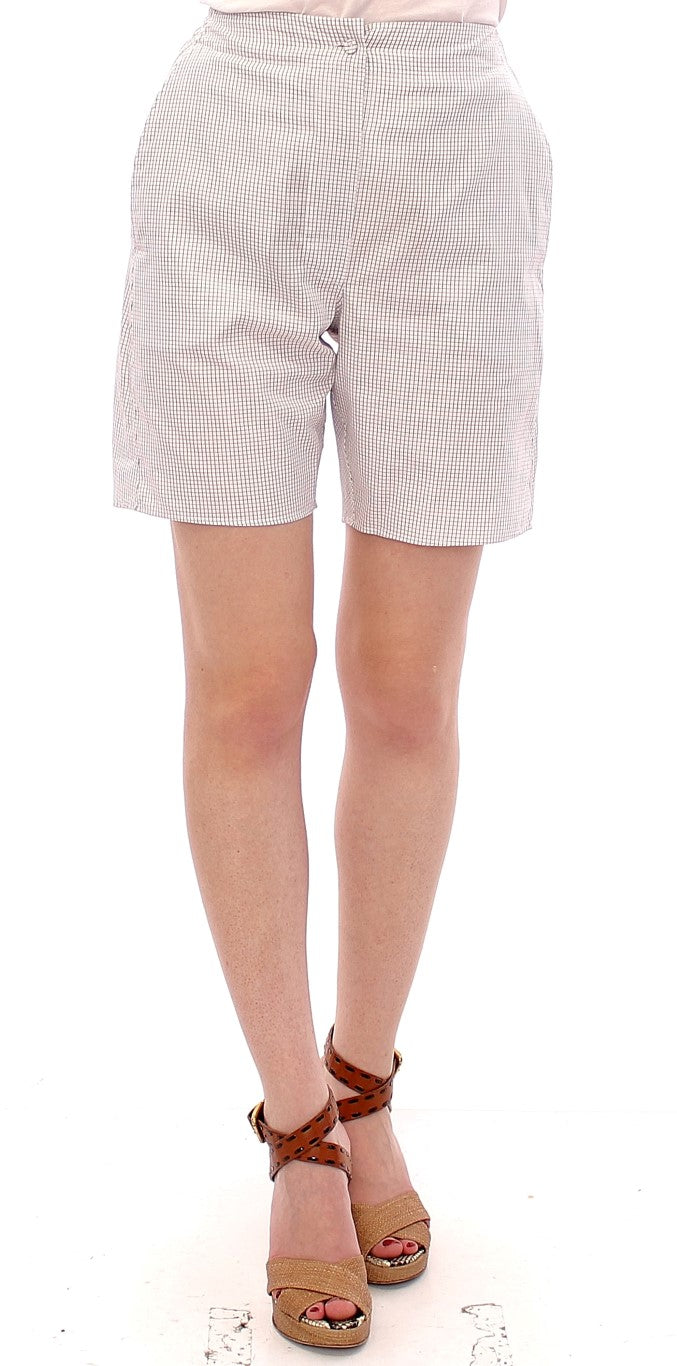 Pantalón corto de algodón elástico a cuadros blancos