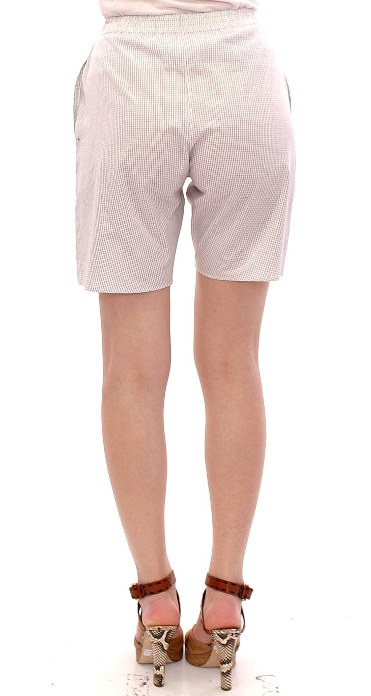 Pantalón corto de algodón elástico a cuadros blancos