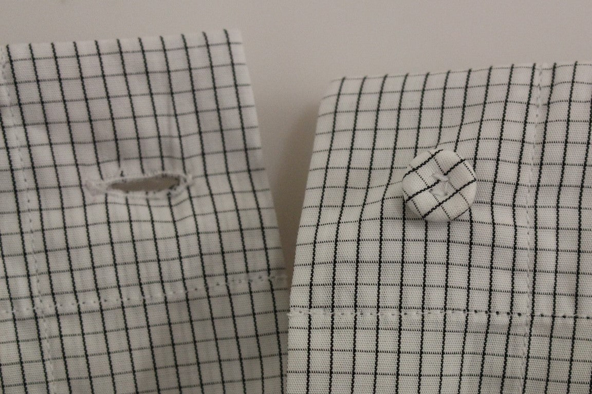 Pantalón corto de algodón elástico a cuadros blancos