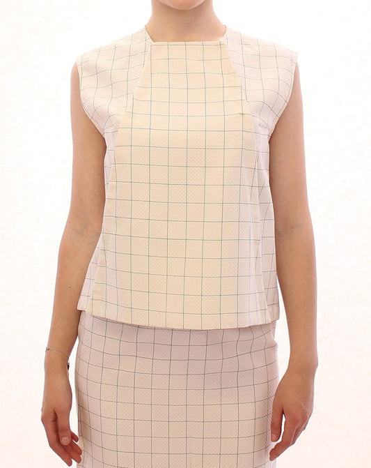 Andrea Incontri Chic Camicia Bianca Senza Maniche in Cotone