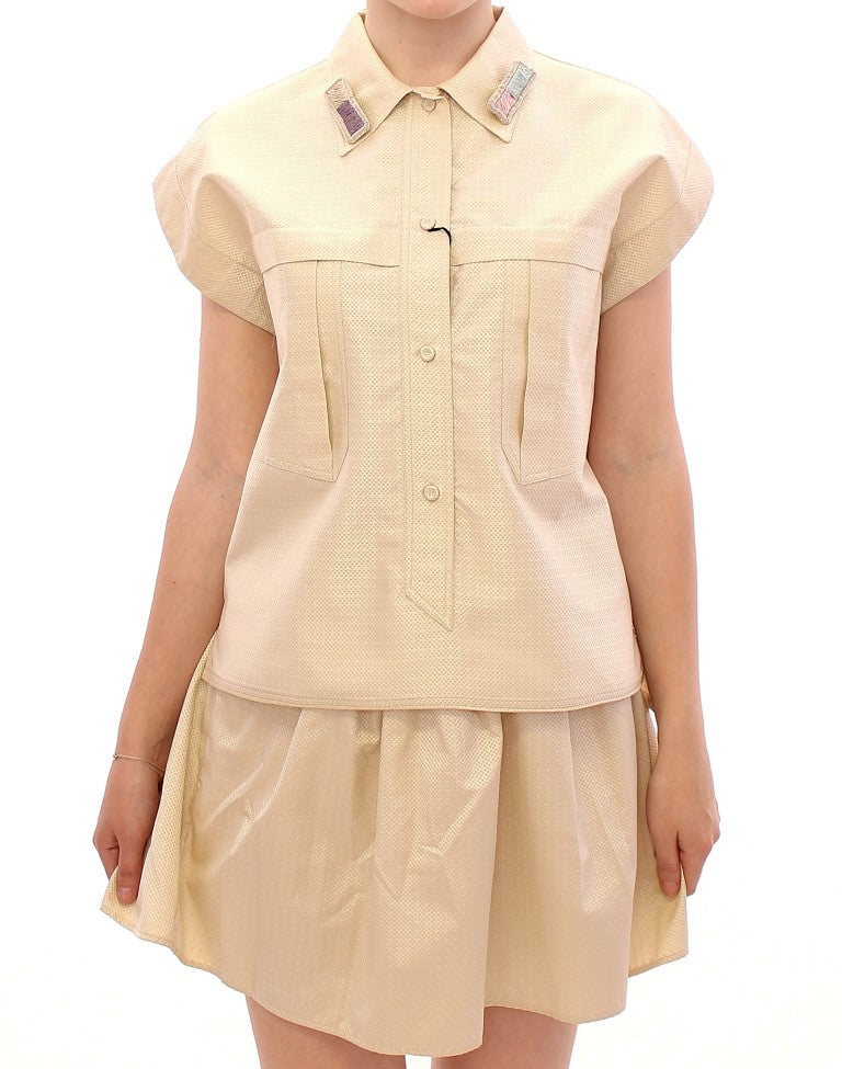 Blusa sin mangas en beige