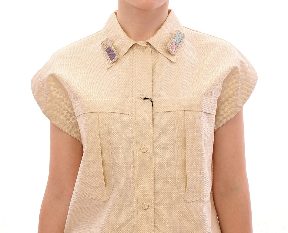 Blusa sin mangas en beige