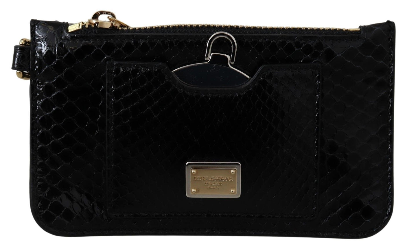 Monedero de cuero negro con espejo de pulsera Agnese Wallet