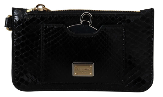 Porte-monnaie en cuir noir avec bracelet et miroir Agnese Wallet