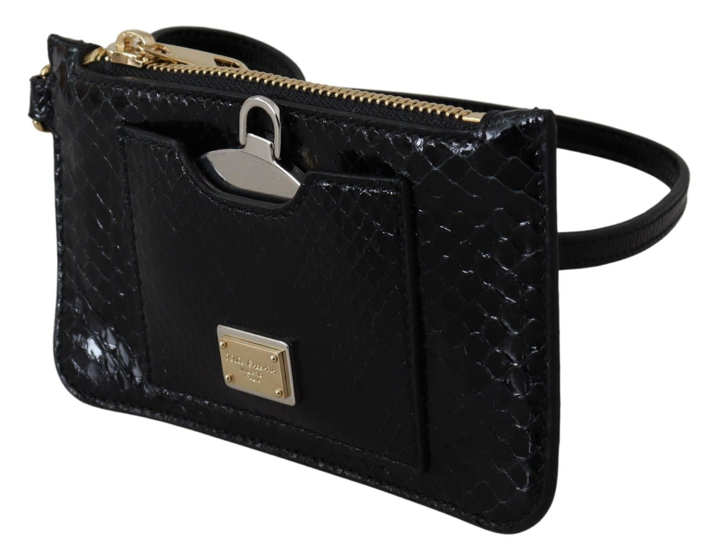 Monedero de cuero negro con espejo de pulsera Agnese Wallet