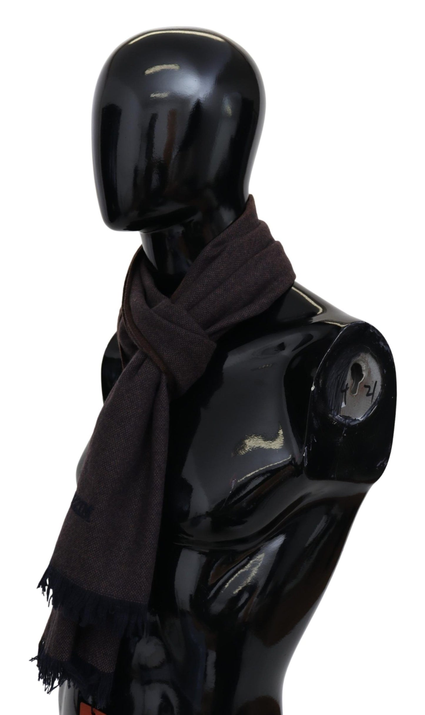 Sciarpa unisex con frange avvolgenti al collo marrone 100% cashmere
