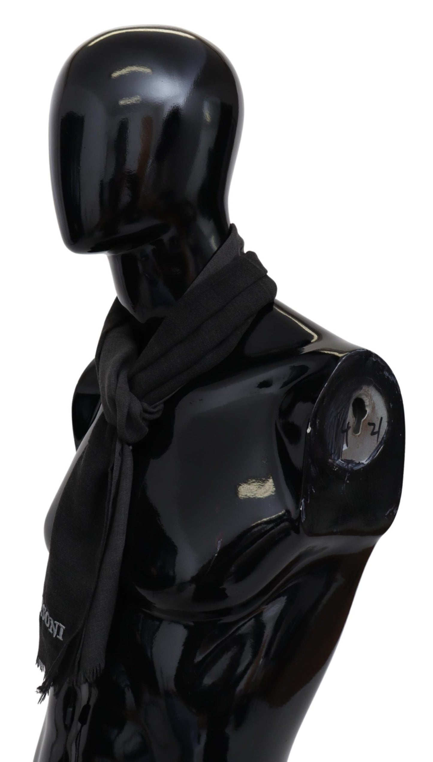 Sciarpa con logo con frange e scialle avvolgente in lana grigia unisex