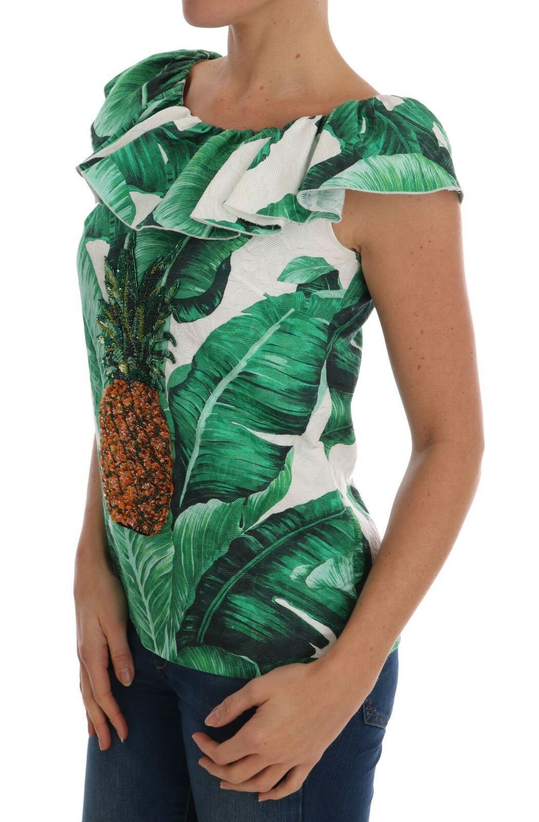 Dolce & Gabbana Elegante Ananasbluse mit Pailletten