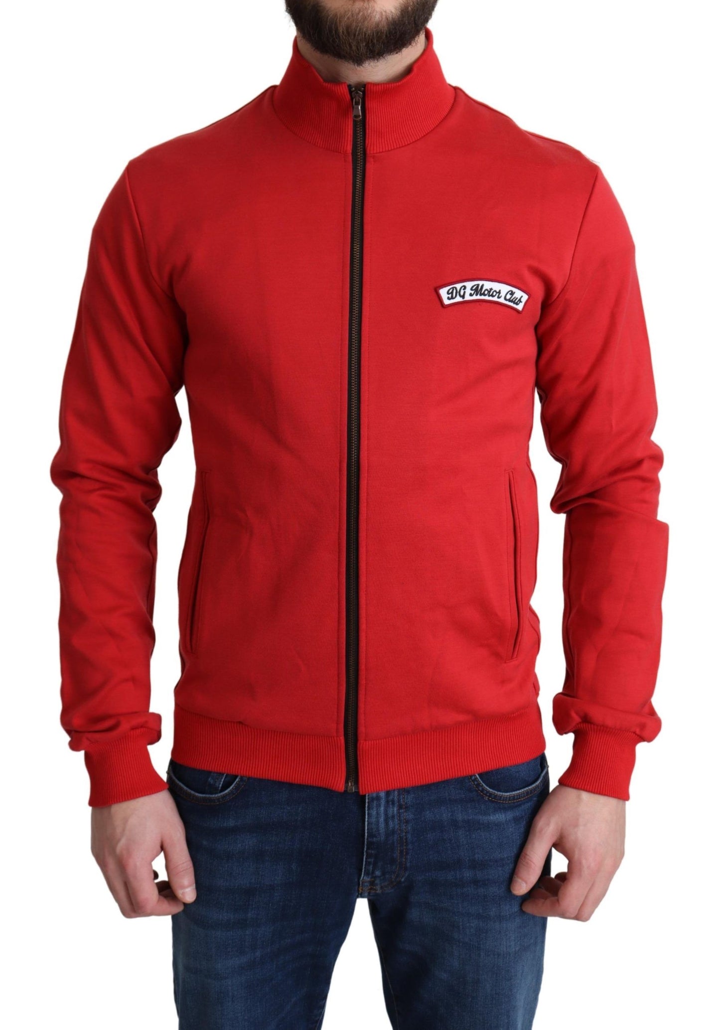 Cárdigan rojo con cremallera de DG Motor Club